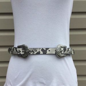 New Express Double Buckle Snake Print Western Belt
